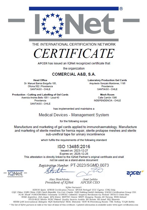 Certificado ISO 13485:2016
